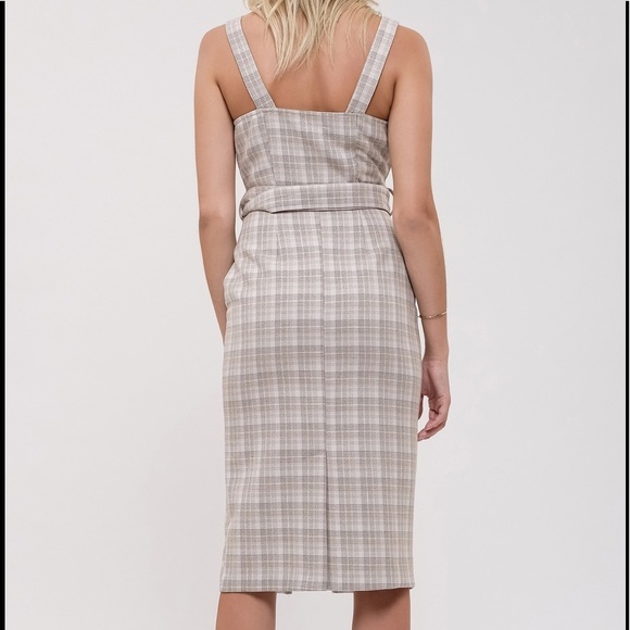 J.O.A. Asymmetrical Button Tie Plaid Print Dress - Picture 2 of 3